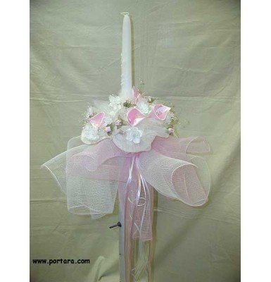 Pink Silk Lilies Wedding Candles ~ Lambades  