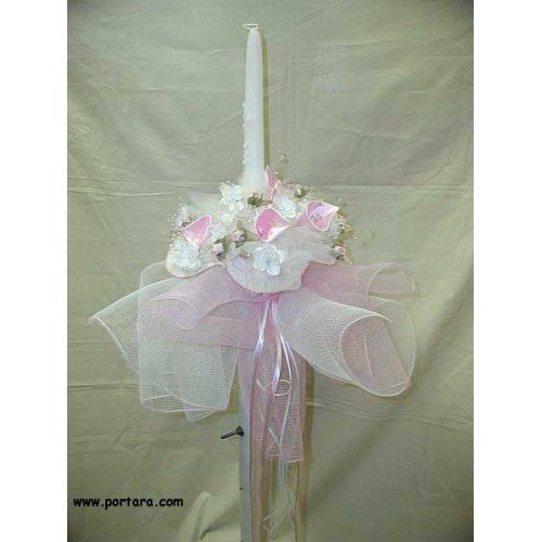 Pink Silk Lilies Wedding Candles ~ Lambades  