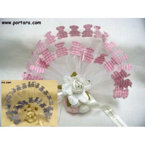 Teddy Bear Gingham Organdy Circles