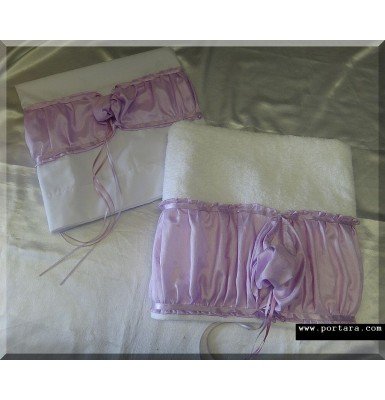 Elegance with Lilac  Accents Baptism Towels with Oil Sheet Set ~ Lathopana